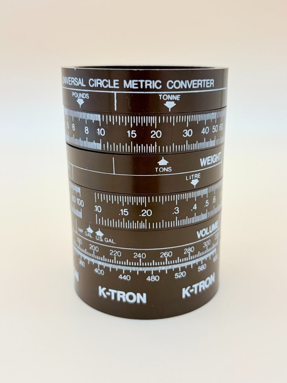Vintage 1970 Ole Jorgensen Metric Converter Slide Rule Pencil Cup Denmark K-Tron